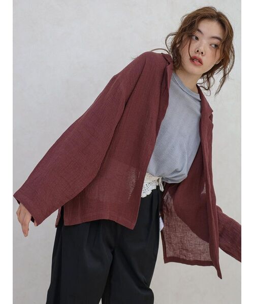 FIKA.(フィーカ)の「Linen cotton tailored jacket(テーラードジャケット・レディース・ブラック/ライトブルー/ベージュ/エンジ・MEDIUM)」の13枚目の写真