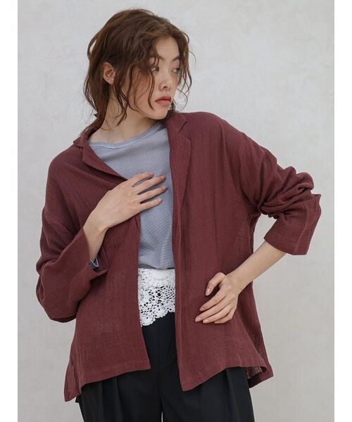 FIKA.(フィーカ)の「Linen cotton tailored jacket(テーラードジャケット・レディース・ブラック/ライトブルー/ベージュ/エンジ・MEDIUM)」の14枚目の写真