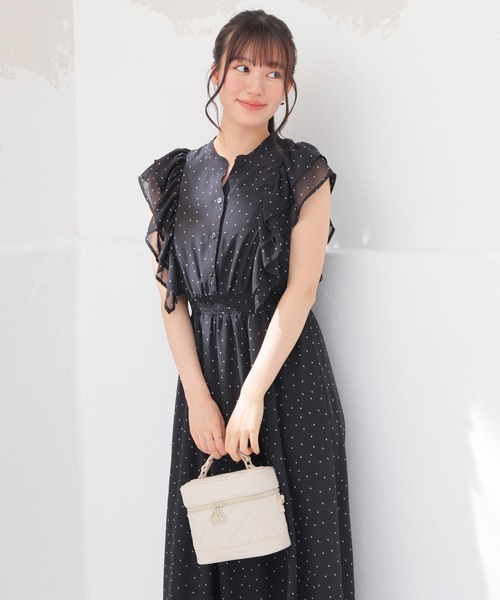 Honeys(ハニーズ)の「フリル袖ワンピース(ワンピース・レディース・ブラウン系その他2/ピンク系その他2/ホワイト系その他2/ブラック系その他2・3L/L/LL/M/S/4L)」の7枚目の写真
