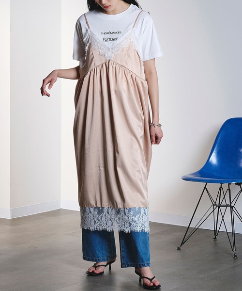 OKIRAKU（オキラク）の「(OKIRAKU×ROSEBUD)3WAY CAMI DRESS AND LOGO TEE SET（ワンピース・レディース・ブラック/ベージュ・ONE SIZE）」の2枚目の写真