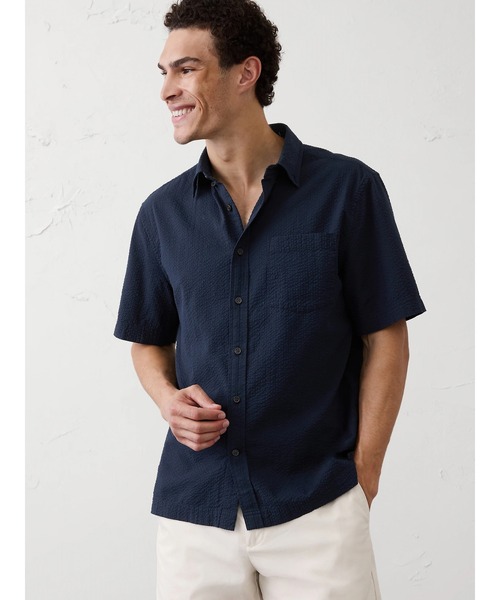 BANANA REPUBLIC FACTORY STORE(バナナリパブリック ファクトリーストア)の「BANANA REPUBLIC FACTORY STORE スタンダードフィット シアサッカーシャツ(シャツ/ブラウス・メンズ・ブルー/ネイビー/ホワイト/ホワイト系その他/ブルー系その他/ベージュ・M/S/XL/L)」の4枚目の写真