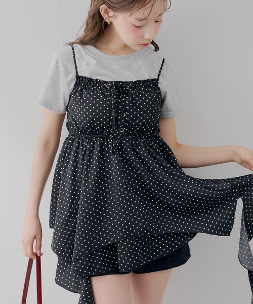 continuer de NICE CLAUP(コンティニューデナイスクラップ)の「レースアップキャミチュニック(シャツ/ブラウス・レディース・オフホワイト/ピンク/ネイビー/その他11/ドット/その他3/その他2/その他1・FREE)」の5枚目の写真