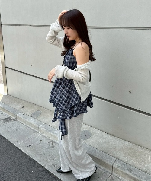 continuer de NICE CLAUP（コンティニューデナイスクラップ）の「レースアップキャミチュニック（シャツ/ブラウス・レディース・オフホワイト/ピンク/ネイビー/その他11/ドット・FREE）」の8枚目の写真