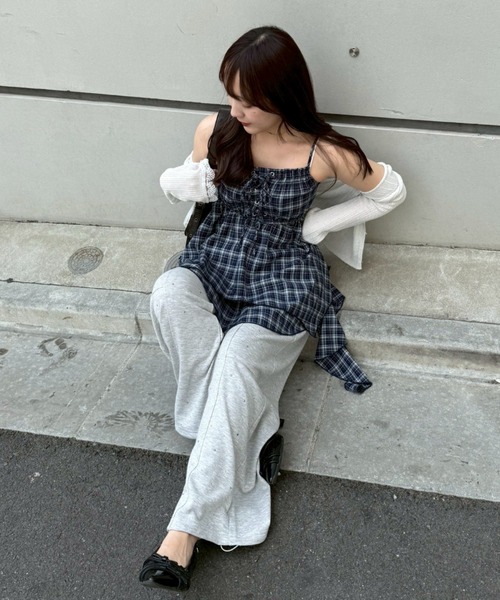 continuer de NICE CLAUP（コンティニューデナイスクラップ）の「レースアップキャミチュニック（シャツ/ブラウス・レディース・オフホワイト/ピンク/ネイビー/その他11/ドット・FREE）」の6枚目の写真