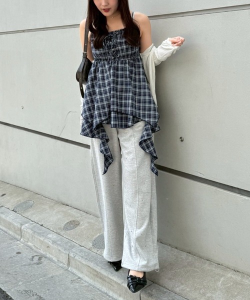 continuer de NICE CLAUP（コンティニューデナイスクラップ）の「レースアップキャミチュニック（シャツ/ブラウス・レディース・オフホワイト/ピンク/ネイビー/その他11/ドット・FREE）」の9枚目の写真