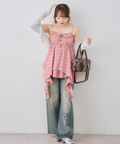 continuer de NICE CLAUP（コンティニューデナイスクラップ）の「レースアップキャミチュニック（シャツ/ブラウス・レディース・オフホワイト/ピンク/ネイビー/その他11/ドット・FREE）」の15枚目の写真