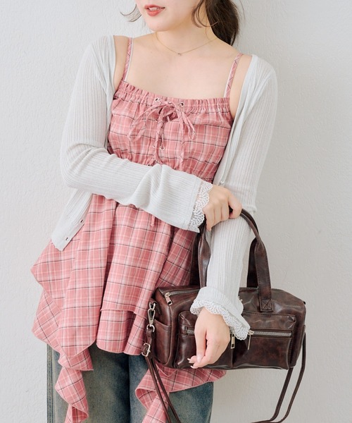 continuer de NICE CLAUP（コンティニューデナイスクラップ）の「レースアップキャミチュニック（シャツ/ブラウス・レディース・オフホワイト/ピンク/ネイビー/その他11/ドット・FREE）」の14枚目の写真
