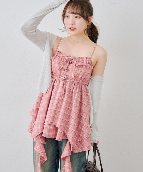 continuer de NICE CLAUP（コンティニューデナイスクラップ）の「レースアップキャミチュニック（シャツ/ブラウス・レディース・オフホワイト/ピンク/ネイビー/その他11/ドット・FREE）」の11枚目の写真
