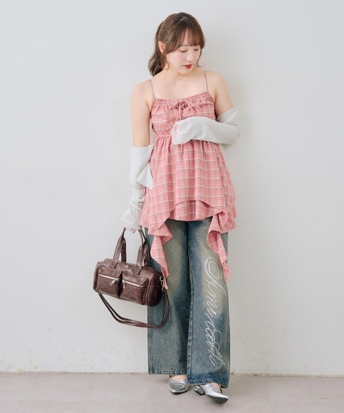 continuer de NICE CLAUP（コンティニューデナイスクラップ）の「レースアップキャミチュニック（シャツ/ブラウス・レディース・オフホワイト/ピンク/ネイビー/その他11/ドット・FREE）」の12枚目の写真