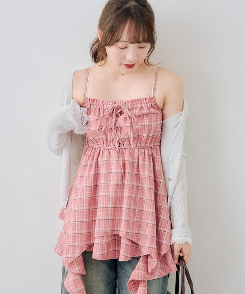 continuer de NICE CLAUP（コンティニューデナイスクラップ）の「レースアップキャミチュニック（シャツ/ブラウス・レディース・オフホワイト/ピンク/ネイビー/その他11/ドット・FREE）」の18枚目の写真
