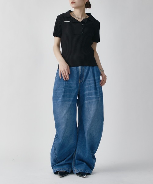 Lui's(ルイス)の「ドレープカーブデニムパンツ(デニムパンツ・レディース・ブラック/ブルー・36/38)」の16枚目の写真