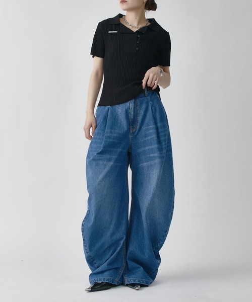 Lui's(ルイス)の「ドレープカーブデニムパンツ(デニムパンツ・レディース・ブラック/ブルー・36/38)」の17枚目の写真