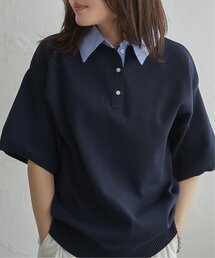 シャツ襟 半袖ポロニット