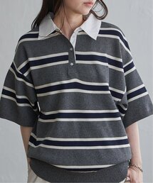 シャツ襟 半袖ポロニット