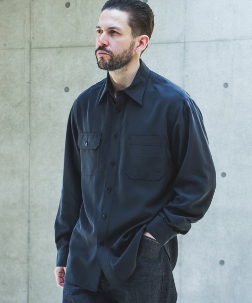 MR.OLIVE(ミスターオリーブ)の「T/R POWDER CLOTH / SERVICEMAN SHIRT /M263106(シャツ/ブラウス・メンズ・ブラック/ブラウン・SMALL/LARGE/MEDIUM)」の4枚目の写真