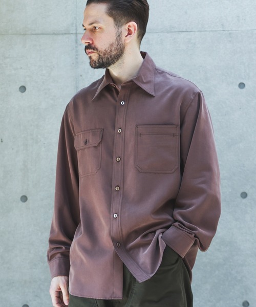MR.OLIVE(ミスターオリーブ)の「T/R POWDER CLOTH / SERVICEMAN SHIRT /M263106(シャツ/ブラウス・メンズ・ブラック/ブラウン・SMALL/LARGE/MEDIUM)」の5枚目の写真