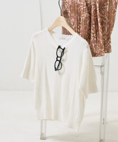 リバー ARGUE 今期 Tシャツニット ホワイト Tシャツとニットの“イイ