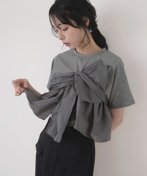 LIAN(リアン)の「アシメビスチェドッキングトップス(Tシャツ/カットソー・レディース・ブラック/グレー/オフホワイト・FREE)」の3枚目の写真