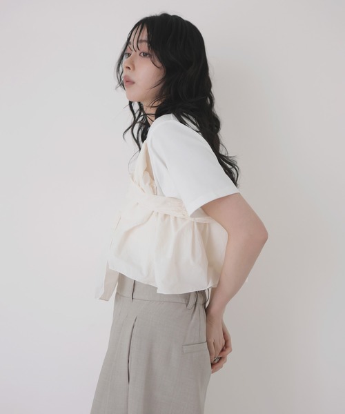 LIAN(リアン)の「アシメビスチェドッキングトップス(Tシャツ/カットソー・レディース・ブラック/グレー/オフホワイト・FREE)」の5枚目の写真