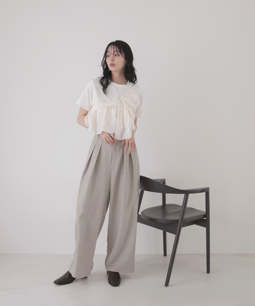 LIAN(リアン)の「アシメビスチェドッキングトップス(Tシャツ/カットソー・レディース・ブラック/グレー/オフホワイト・FREE)」の6枚目の写真