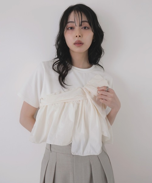 LIAN(リアン)の「アシメビスチェドッキングトップス(Tシャツ/カットソー・レディース・ブラック/グレー/オフホワイト・FREE)」の7枚目の写真