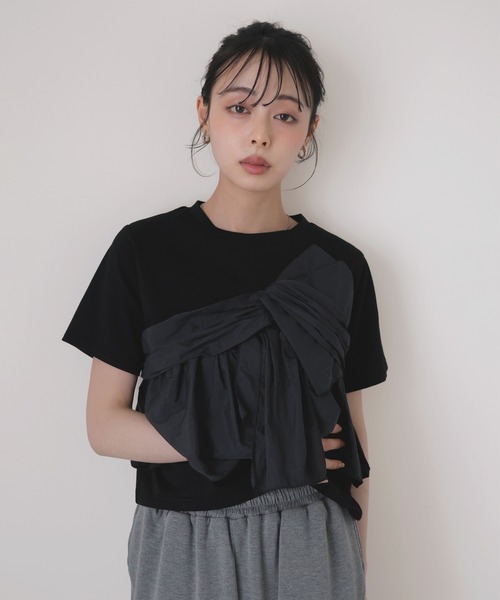LIAN(リアン)の「アシメビスチェドッキングトップス(Tシャツ/カットソー・レディース・ブラック/グレー/オフホワイト・FREE)」の11枚目の写真