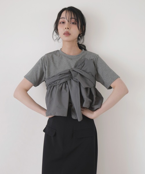LIAN(リアン)の「アシメビスチェドッキングトップス(Tシャツ/カットソー・レディース・ブラック/グレー/オフホワイト・FREE)」の15枚目の写真