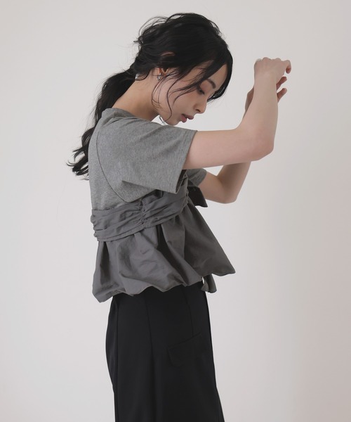 LIAN(リアン)の「アシメビスチェドッキングトップス(Tシャツ/カットソー・レディース・ブラック/グレー/オフホワイト・FREE)」の16枚目の写真