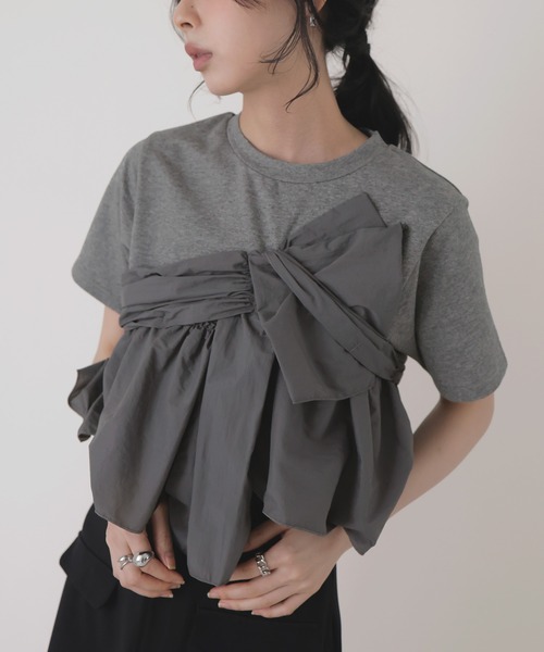 LIAN(リアン)の「アシメビスチェドッキングトップス(Tシャツ/カットソー・レディース・ブラック/グレー/オフホワイト・FREE)」の17枚目の写真
