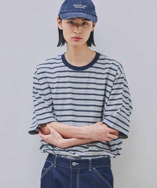 LAKOLE(ラコレ)の「マルチボーダーTEE / 805957(Tシャツ/カットソー・メンズ・ブラウン/イエロー/ブルー・MEDIUM/LARGE)」の1枚目の写真