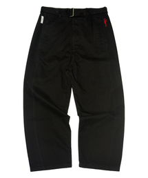 WASHED BELT CURVED PANTS BLACK