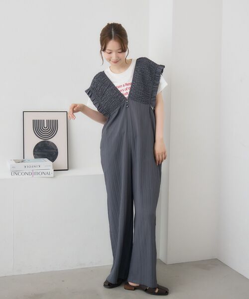 RETRO GIRL(レトロガール)の「チビフリルギャザーサロペット(サロペット/オーバーオール・レディース・ライトグレー/ブラウン/ブラック・FREE)」の22枚目の写真