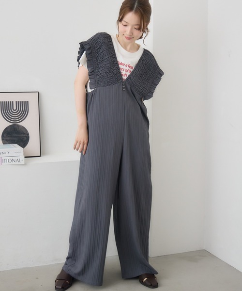 RETRO GIRL(レトロガール)の「チビフリルギャザーサロペット(サロペット/オーバーオール・レディース・ライトグレー/ブラウン/ブラック・FREE)」の2枚目の写真