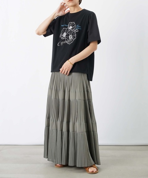 LUCA/LADY LUCK LUCA(ルカ/レディラックルカ)の「LC/LLL 天竺袖フラワープリントTシャツ(Tシャツ/カットソー・レディース・ブラック/オフホワイト・FREE)」の12枚目の写真