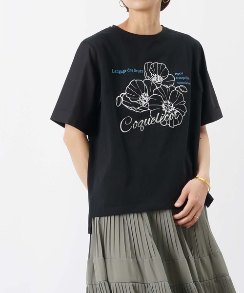 LUCA/LADY LUCK LUCA(ルカ/レディラックルカ)の「LC/LLL 天竺袖フラワープリントTシャツ(Tシャツ/カットソー・レディース・ブラック/オフホワイト・FREE)」の14枚目の写真
