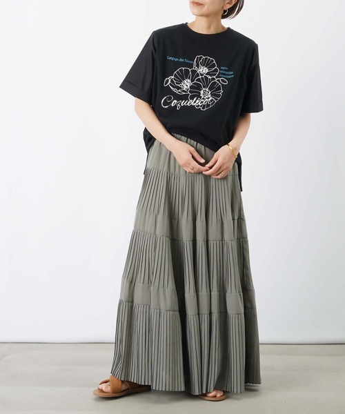 LUCA/LADY LUCK LUCA(ルカ/レディラックルカ)の「LC/LLL 天竺袖フラワープリントTシャツ(Tシャツ/カットソー・レディース・ブラック/オフホワイト・FREE)」の15枚目の写真