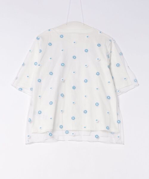 ScoLar(スカラー)の「ScoLar/スカラー 花刺繍 オーガンジー 重ねTEE(Tシャツ/カットソー・レディース・ホワイト/ブラック・FREE)」の15枚目の写真