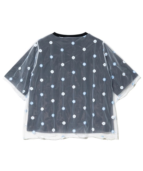ScoLar(スカラー)の「ScoLar/スカラー 花刺繍 オーガンジー 重ねTEE(Tシャツ/カットソー・レディース・ホワイト/ブラック・FREE)」の9枚目の写真