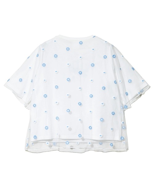 ScoLar(スカラー)の「ScoLar/スカラー 花刺繍 オーガンジー 重ねTEE(Tシャツ/カットソー・レディース・ホワイト/ブラック・FREE)」の14枚目の写真