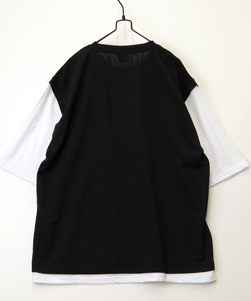 Ammie（アミー）の「無地 ルーズフィット レイヤードトップス Tシャツ（Tシャツ/カットソー・メンズ・ブラック・LL/L）」の3枚目の写真