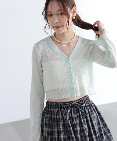 FREE'S MART(フリーズマート)の「◆シアーチュールレースカーディガン(Tシャツ/カットソー・レディース・ライトグリーン/ホワイト/ブラウン/ブラック/ブルー・FREE)」の19枚目の写真