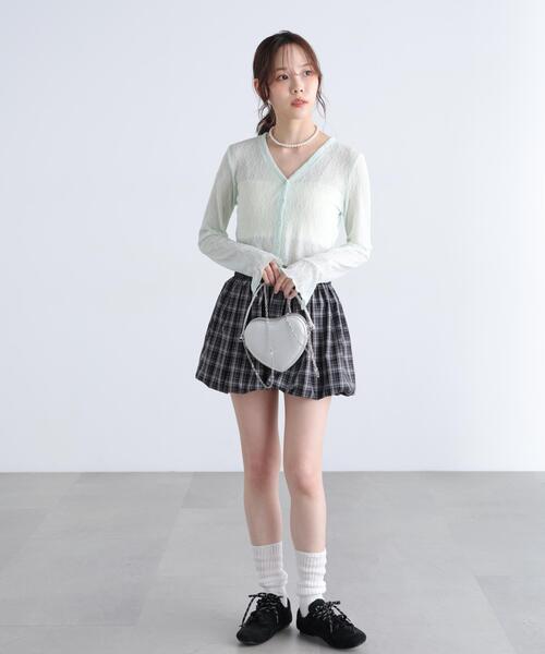 FREE'S MART（フリーズマート）の「◆シアーチュールレースカーディガン（Tシャツ/カットソー・レディース・ライトグリーン/ホワイト/ブラウン/ブラック/ブルー・FREE）」の6枚目の写真