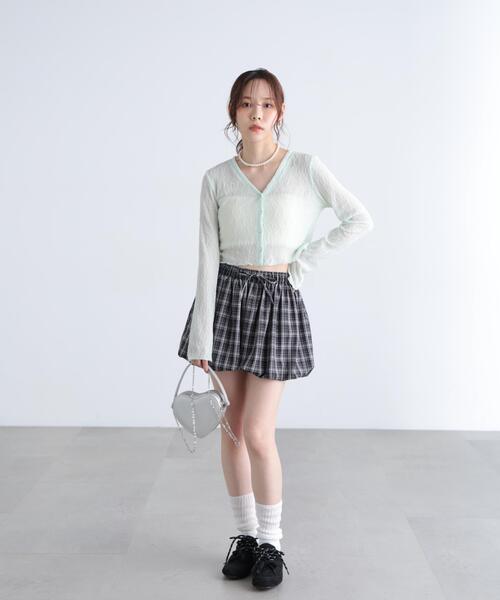 FREE'S MART（フリーズマート）の「◆シアーチュールレースカーディガン（Tシャツ/カットソー・レディース・ライトグリーン/ホワイト/ブラウン/ブラック/ブルー・FREE）」の8枚目の写真