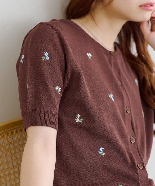 DISCOAT（ディスコート）の「【前後2WAY】花柄刺繍半袖カーディガン（カーディガン/ボレロ・レディース・アイボリー/ブラウン・FREE）」の14枚目の写真