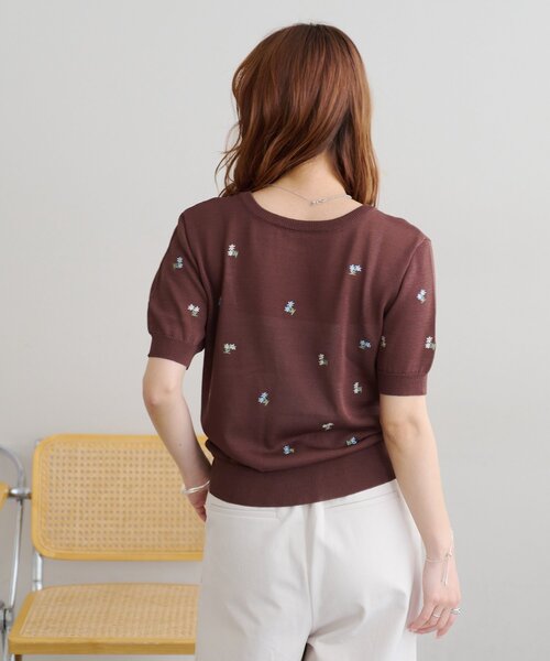 DISCOAT（ディスコート）の「【前後2WAY】花柄刺繍半袖カーディガン（カーディガン/ボレロ・レディース・アイボリー/ブラウン・FREE）」の16枚目の写真