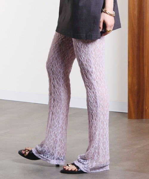 ROSE BUD（ローズバッド）の「LACE FLARE PANTS（その他パンツ・レディース・パープル/ブラック/ホワイト・ONE SIZE）」の8枚目の写真