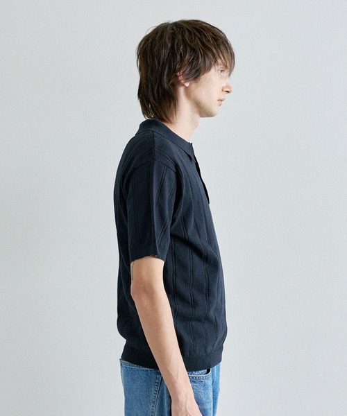 ASTRONOMY(アストロノミー)の「【ウォッシャブル/接触冷感】針抜き半袖ニットポロ(ポロシャツ・メンズ・ネイビー/アイボリー/ブラウン/ブラック・L/S/XL/M)」の13枚目の写真