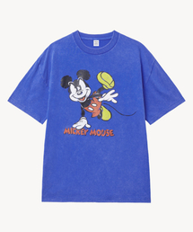 フェイドウォッシングダンシング_ミッキー_ティーシャツ (BLUE)