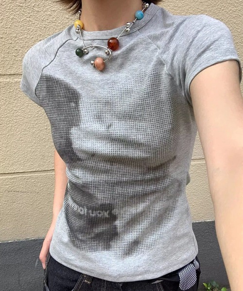 MAISON DE THERESE(メゾン ド テレーズ)の「くまプリント半袖 T シャツ コットン スリム(Tシャツ/カットソー・レディース・White/GRAY・M/L)」の9枚目の写真