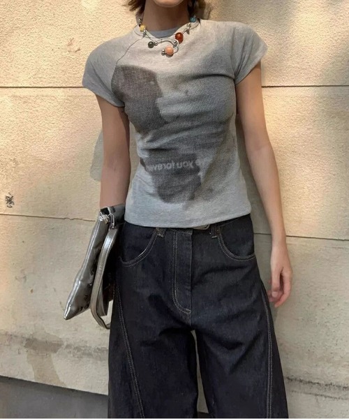 MAISON DE THERESE(メゾン ド テレーズ)の「くまプリント半袖 T シャツ コットン スリム(Tシャツ/カットソー・レディース・White/GRAY・M/L)」の10枚目の写真